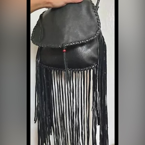 $770~TOTEM SALVAGED Western Saltillo Serape Leather Fringe Crossbody Purse - Picture 7 of 14